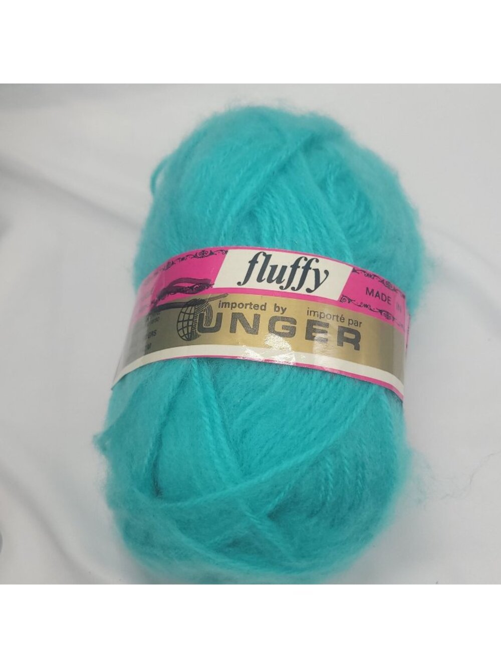Fluffy Turquoise Acrylic Yarn By Unger 156 Yards Made In France Vintage
